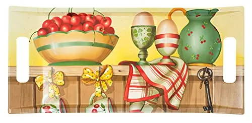 Lashuma Gläsertablett rechteckig Design: Anrichte, Buntes Serviertablett, Melamin Tablett 41x19 cm