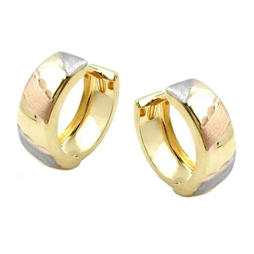 Ohrringe Creolen, tricolor, 375 Gelbgold Weißgold Rotgold, Damen, Goldohrringe