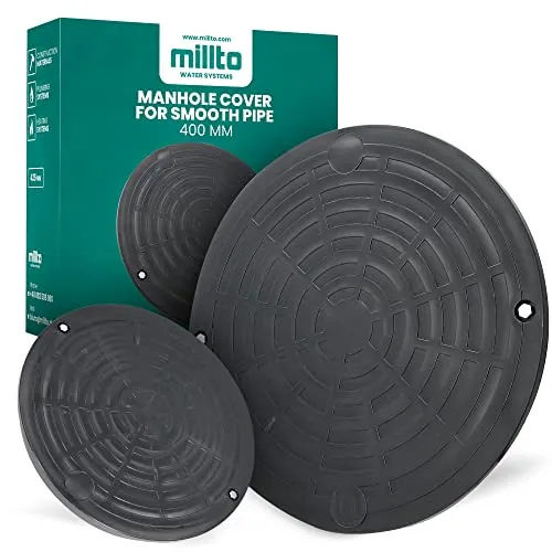 Millto™ Schachtdeckel Revisionsschachtdeckel Kl. A15 Unterflur-Entwässerungsinspektion glattes Rohr Rohr massiv Erdentwässerungsdeckel rund 400mm