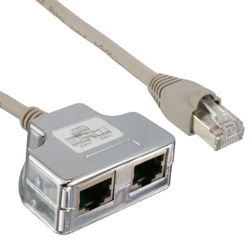 InLine Cat.5e T-Adapter - RJ45 Stecker an 2x RJ45 Buchse, 0,15m, ideal für Cablesharing und effiziente Netzwerkverbindungen