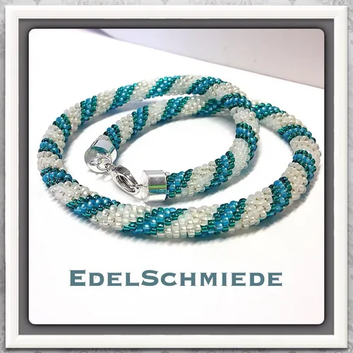 Edelschmiede925 Schlauchkette aus Glasperlen mit 925er Schließe