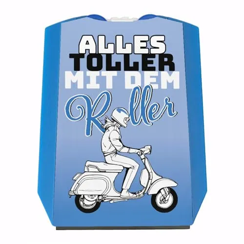speecheese Alles toller mit dem Roller Parkscheibe in blau mit Rollerfahrerin Eiskratzer Wasserabstreifer und Einkaufswagen-Chips Roller parken Scooter Parkplatz Führerschein