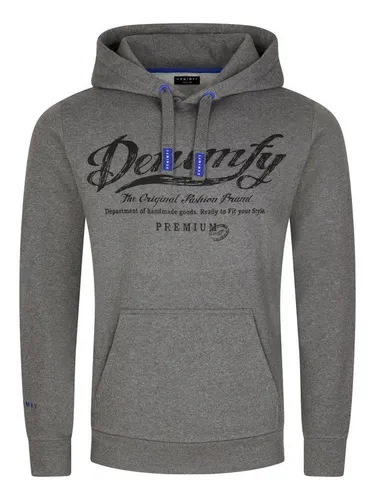 DENIMFY Hoodie Herren DFArno - Stylischer Kapuzenpullover in Grau XL - Kapuzenpullover für Herren im Regular Fit mit stylischem DENIMFY Logo Print. Ideal für Alltag und Freizeit, aus hochwertigem Baumwoll-Mischgewebe für Komfort und Pflegeleichtigkeit.