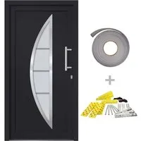 vidaXL Anthrazit Haustür mit Handgriff-Set in grau von vidaXL