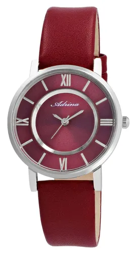Adrina Damen Armbanduhr Frauen Modische Analog Uhr Kunstlederband Rot Girl Watch