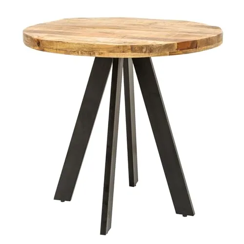 riess-ambiente Esstisch IRON CRAFT 100cm natur/schwarz - Mango, Metall, rund - Urbaner Industrialtisch aus hochwertigem Massivholz und Metall. Ideal für Küchen und Wohnzimmer, bietet er einen einzigartigen Look und ist pflegeleicht.