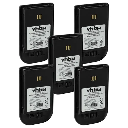 vhbw 5X Akku kompatibel mit Avaya DH4, WH1, 3740, 3725, 3720 schnurlos Festnetz Telefon (900 mAh, 3,7 V, Li-Ion) Schwarz