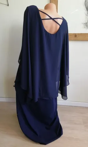 Sheego Abendkleid Große Größen im Lagenlook blau 48 von sheego
