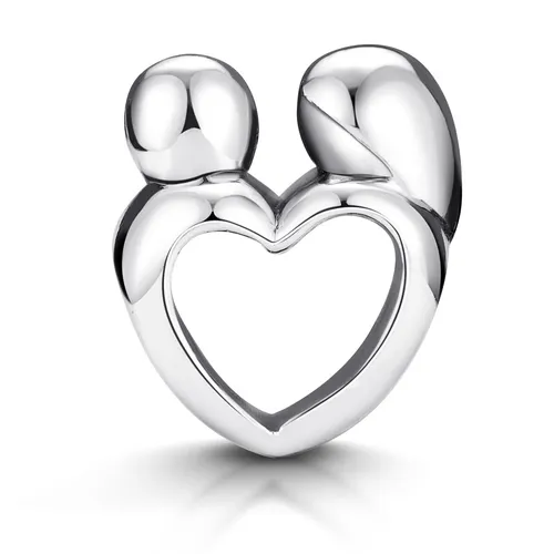 MATERIA 925 Silber Bead Herz Element Liebespaar Liebe / Kuss Element antik
