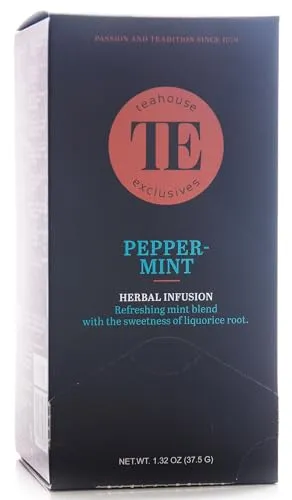 Teahouse Exclusives Luxury Tea Bag Peppermint - 15 handgenähte Teebeutel à 2,5 g, aromaversiegelt für intensiven Geschmack, ideal für Teeliebhaber.