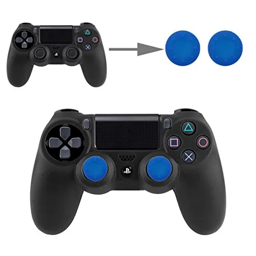 Controller Aufsätze Thumbsticks Analog Stick Kappen Silikon Schutzkappen Control Sticks für DualShock Gamepad Sony Playstation PS4 Pro, PS4, PS3, PS2, Xbox One X, Xbox 360, Nintendo Switch in Blau