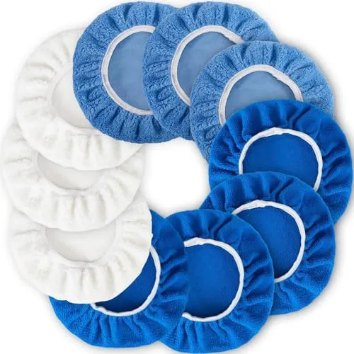 EOGRFW 10 Stück Polierhaube, Polierhauben Set Auto, 22,9–25,4 Cm, Blaue Und Weiße