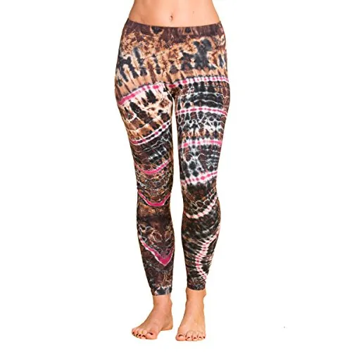 PANASIAM Leggings N002, Brownish, S - Leggings für Damen, handgefertigt in Thailand mit einzigartigem Zebra-Muster und optimaler Passform dank elastischem Stoff. Ideal für Yoga und Freizeit, aus 95% Viskose für höchsten Tragekomfort.