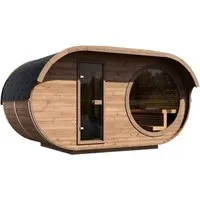 Weka Saunahaus Keila aus Thermoholz mit 9 kW Kompakt-Ofen - Erleben Sie Wellness pur im Weka Saunahaus Keila! Aus hochwertigem Thermoholz gefertigt, bietet es Stabilität und eine edle Optik. Der 9 kW Ofen sorgt für entspannende Wärme. Ideal für Ihren Garten!