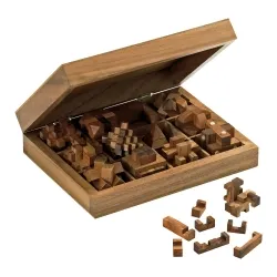 Philos 6149 - Puzzle Edition mit 12 Knobelspielen, aus hochwertigem Samena-Holz im praktischen Holzkoffer