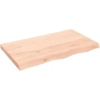 vidaXL Wandregal 100x60 cm aus Massivholz Eiche - Stabiles Wandregal aus unbehandeltem Eichenholz, ideal für rustikalen Stil. Handgefertigt mit Naturkante, einzigartig und vielseitig einsetzbar als Ablage in jedem Raum.