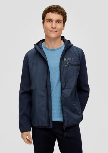 s.Oliver Funktionsjacke Outdoor-Jacke Nylonjacke mit gestrickten Ärmeln und Kapuze blau M (46)