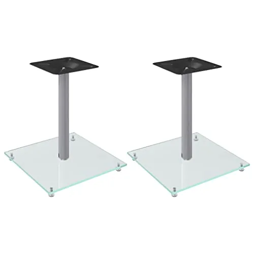 vidaXL Lautsprecher Ständer 2 STK. - Silbern Hartglas mit rutschfesten Füßen - Lautsprecherständer aus langlebigem Hartglas und stabilem Aluminium, ideal für einen klaren Sound und Ordnung durch integriertes Kabelmanagement.