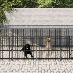 vidaXL Outdoor-Hundezwinger mit Dach Stahl 18,77 m2