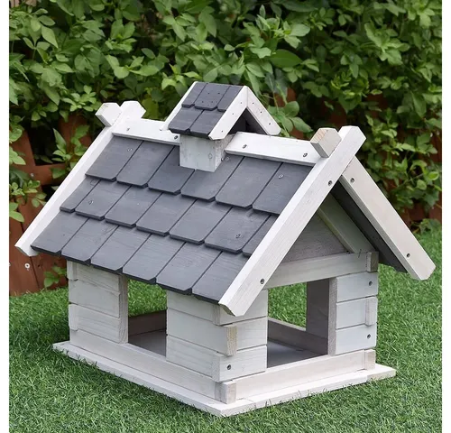 Feel2Home Vogelhaus Vogelvilla – Grau Weiß aus Holz in weiß von Feel2Home