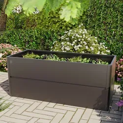 PRIMEYARD Hochbeet 200 x 85 x 77 cm, Anthrazit-Metallic - Gabionen Hochbeet aus robustem Stahl mit Frühbeetaufsatz und Schneckenschutz für optimale Wachstumsbedingungen und rückenschonenden Anbau.