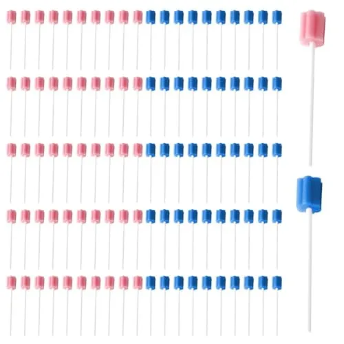 Stück Schwammstäbchen, Mundpflegeschwammstäbchen, Zahnreinigungsschwammstäbchen, Tragbare Mundschwammstäbchen, Schwammstäbchen Für Kinder Und Erwachsene 100