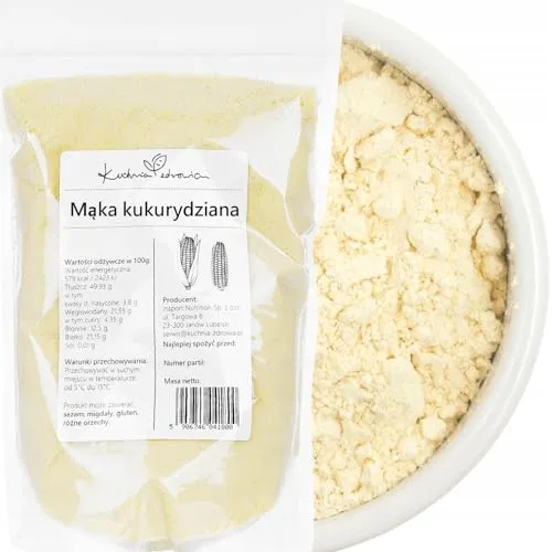Maismehl 1 kg zum Backen, Kochen & Andicken – KUCHNIA ZDROWIA | Feines Maismehl für Backwaren, Pfannkuchen, Panaden, Saucen und vielseitige süße oder herzhafte Küchenrezepte