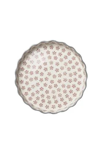 Tranquillo Quicheform aus Steinzeug mit handgestempeltem Print - Quiche-Pfannen, ideal zum stilvollen Servieren und Backen von süßen sowie herzhaften Kreationen. Handgefertigt und spülmaschinengeeignet für müheloses Reinigen.