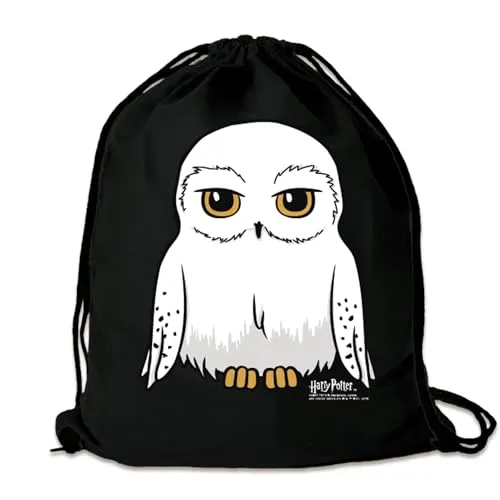 Logoshirt® Harry Potter I Eule I Hedwig I Stoffbeutel I bedruckt I schwarz I AZO-free I stabiler Kordelzug I Lizenziertes Design
