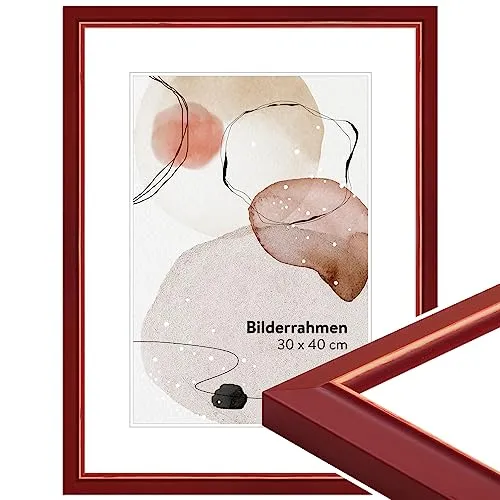WANDStyle Bilderrahmen 15x20 Rot, Landhausstil Bilderrahmen Holz, hochwertiger Holzbilderrahmen, Posterrahmen zum Aufhängen und Aufstellen, Rahmen 20x15 cm, Fotorahmen H340 - Made in Germany