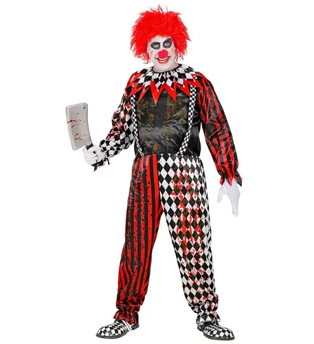 KILLERCLOWN Overall Kragen - Killer Clown Kostüm für Halloween XXXL - Gruseliges Herrenkostüm für Halloween, bestehend aus Overall und Kragen. Mit blutigen Flecken und markanten Mustern sorgt es für den perfekten Schreckeffekt!