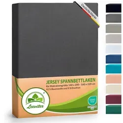 leevitex® Spannbettlaken Luxus Elasthan Jersey in grau von Leevitex