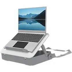 Fellowes Laptoptasche Breyta Toolbox Kunststoff weiß 14 Zoll - Notebooktasche mit sicherem Laptopfach bis 14 Zoll, 2-in-1-Funktion als Transporttasche und Laptop-Ständer, inklusive Schultergurt und Schloss für zusätzlichen Schutz.