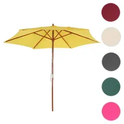 Sonnenschirm Florida, 3m Gartenschirm aus Polyester/Holz in gelb von Mendler