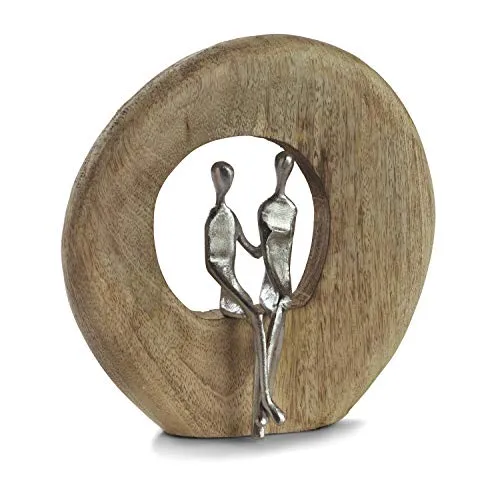 Moritz Skulptur Niemals Allein I Nie Alleine - Moderne Deko Figur aus Mangoholz - Statuen aus Mangoholz, handgemacht und einzigartig - perfekte Deko für Ihr Zuhause, die Zusammenhalt symbolisiert und als Blickfang dient.