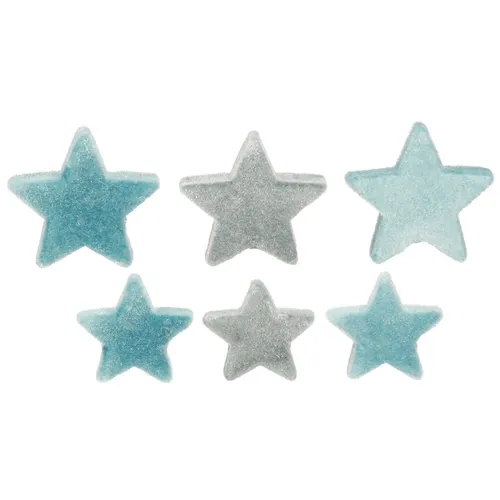 Deko Sterne Beflockt Blau Ø4/5cm 40 St Weihnachtsdeko, 40 Stück