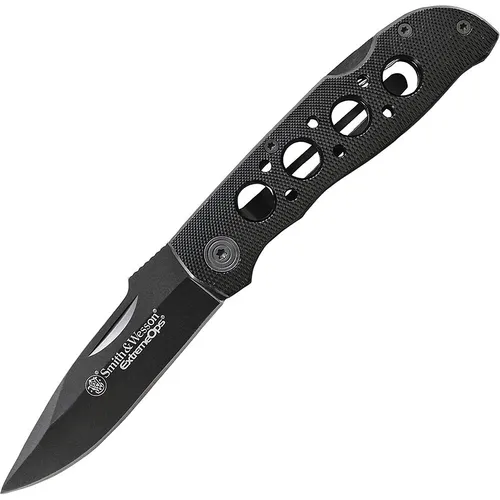 Smith & Wesson OPS Taschenmesser 105BK - Taschenmesser mit 8,2 cm Edelstahlklinge und robustem Alugriff, ideal für Outdoor-Abenteuer und den täglichen Gebrauch.