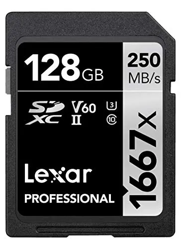 Lexar Professional 1667x SD Karte 128GB - Hochgeschwindigkeits-SDXC UHS-II, bis zu 250 MB/s Lesegeschwindigkeit, ideal für professionelle Fotografen und 4K-Videos