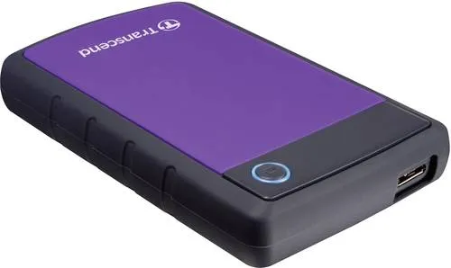 Transcend StoreJet 25H3P Externe Festplatte 2 TB, lila - Externe Festplatte mit 2 TB Speicherkapazität, stoßfestes Design für optimalen Schutz und ideal für unterwegs.