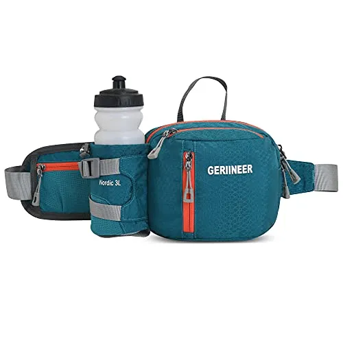 GERIINEER wasserdichte Bauchtasche Gürteltasche mit Flaschenhalter Damen und Herren, Bauchtasche Geeignet für Reise Sport Running und Alle Outdoor Aktivitäten, Hüfttasche Damen Herren Sport