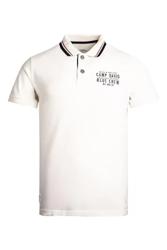 Camp David Herren Pikee-Polo mit Logo-Stickerei Ivory, 4XL