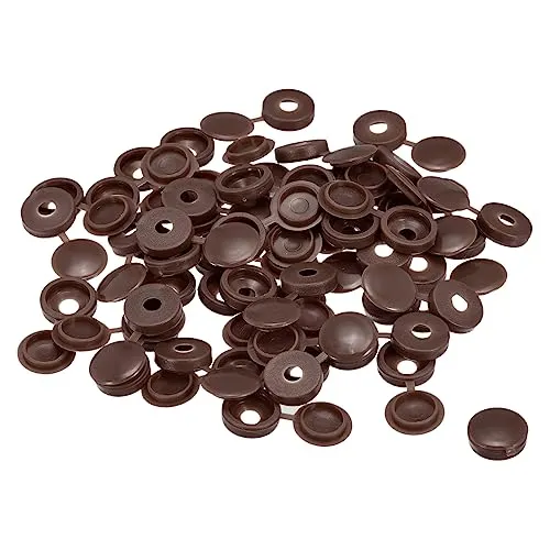 sourcing map 100Stk 5mm Scharnierte Schraube Deckel Kappen Plastik Klappbare Schraube Schnappdeckel Unterlegscheibe Schutzhülle für M3 M4 M5 Schrauben Dunkel Braun