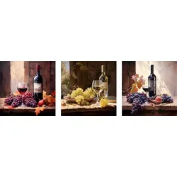 Produktbild EUROART Glasbild 30 x 90 cm Wine Painted I 3tlg. Glas Bunt