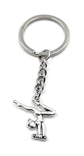 H-Customs Sportlerin Turnen Sport silber Schlüsselanhänger Anhänger