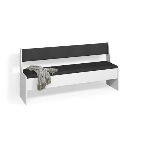 Livinity Esszimmer-Eckbank Tiberio, Weiß, 41.5 x 166.6 cm - KOMPAKTE ESSBANK: Die Eckbank Tiberio vereint Funktionalität und Stil, ideal für kleine Küchen. KOMFORTABEL: Gepolsterter Sitz und ergonomische Rückenlehne sorgen für angenehme Stunden beim Essen. HARMONISCH: Aus pflegeleichter Spanplatte, passt perfekt in moderne Essbereiche.