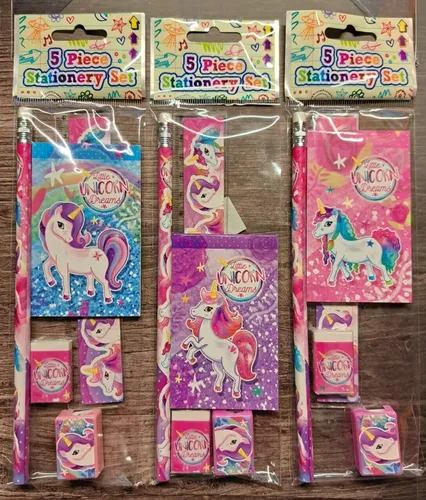 🦄Schreibset 5Teile - Einhorn - Stift/Radierer/Lineal/Heft/Anspitzer - NEU/OVP🦄