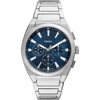 Fossil Herren Analog Quarz Uhr FS6104 - Elegante Armbanduhr mit 44 mm Edelstahlgehäuse, blauem Zifferblatt und wasserdicht bis 50 m – perfekt für stilbewusste Herren.