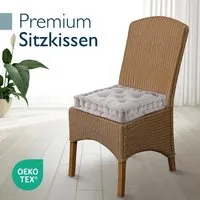 Beautissu Mila Stuhlkissen 50x50x10cm Taupe 2tlg - Die stilvollen Stuhlkissen Mila von Beautissu bieten mit ihrer Größe von 50x50 cm und 10 cm Dicke hohen Sitzkomfort. Der Bezug aus 100% Baumwolle sorgt für eine angenehme Oberfläche, ideal für drinnen und draußen.
