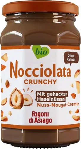 Rigoni di Asiago Nocciolata - Crunchy, 1x 250g, Haselnusscreme ohne Palmöl, Nuss Nougat Creme ohne Palmöl, Leckerer Brotaufstrich