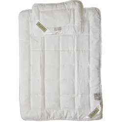 2-tlg. Baby Kinder Stepp Betten Set - Bettdecken Set für Kinder: 100x135 cm Bettdecke + 40x60 cm Kopfkissen, kochfest bis 95 Grad, atmungsaktiv und allergikergeeignet, ideal für einen gesunden Schlaf.